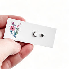 Moon and star stud earring