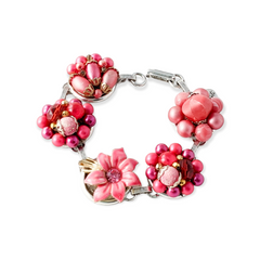 bel monili vintage hot pink cluster bracelet