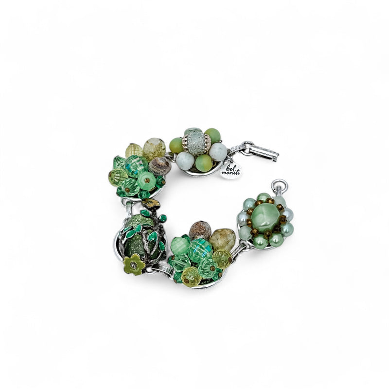 Deep Greens Vintage Cluster Bracelet