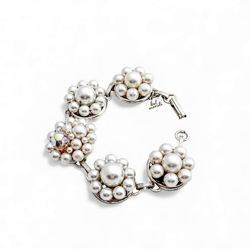 White Pearl Vintage Cluster Bracelet