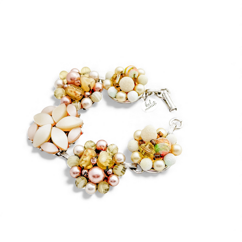 Blush Cream Vintage Cluster Bracelet