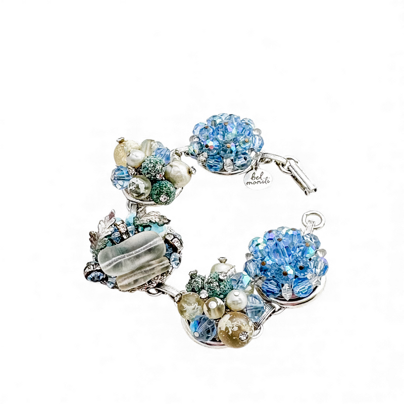 Icy Blue Vintage Cluster Bracelet