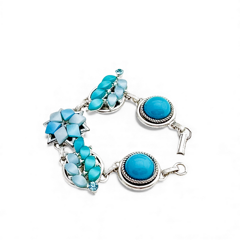 Teal and Turquoise Vintage Cluster Bracelet