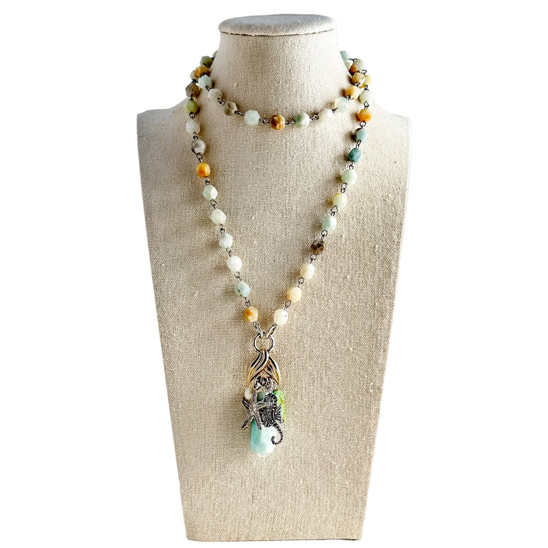 The Ocean is Calling Long Beaded Bauble Necklace