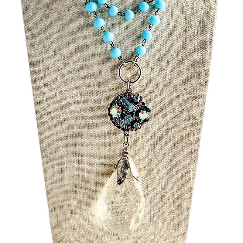 Baby Blues Long Beaded Bauble Necklace