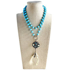 Baby Blues Long Beaded Bauble Necklace