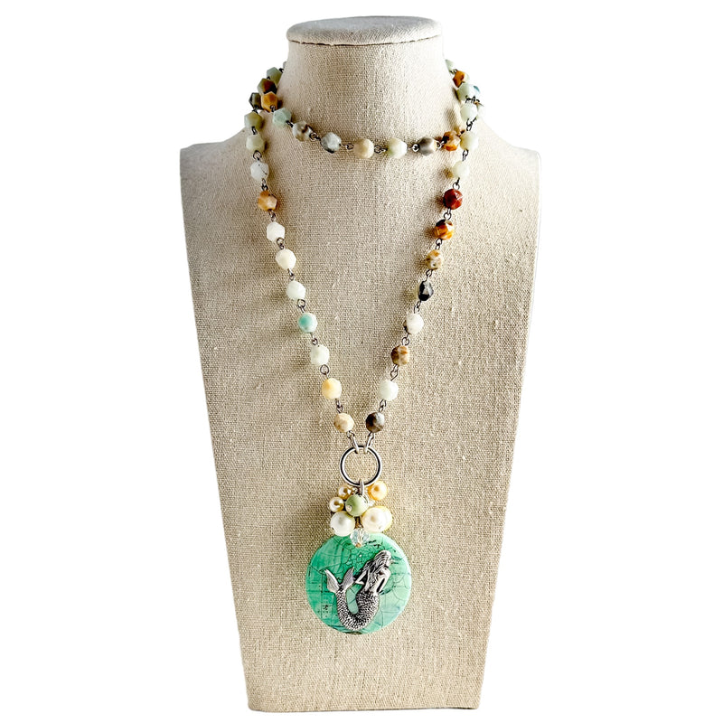 Siren of the Sea Long Beaded Bauble Necklace