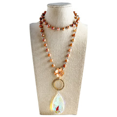Peaches n Cream Beaded Bauble Necklace