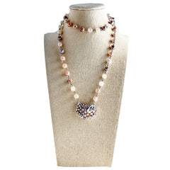 Peach Moonstone Beaded Bauble Necklace