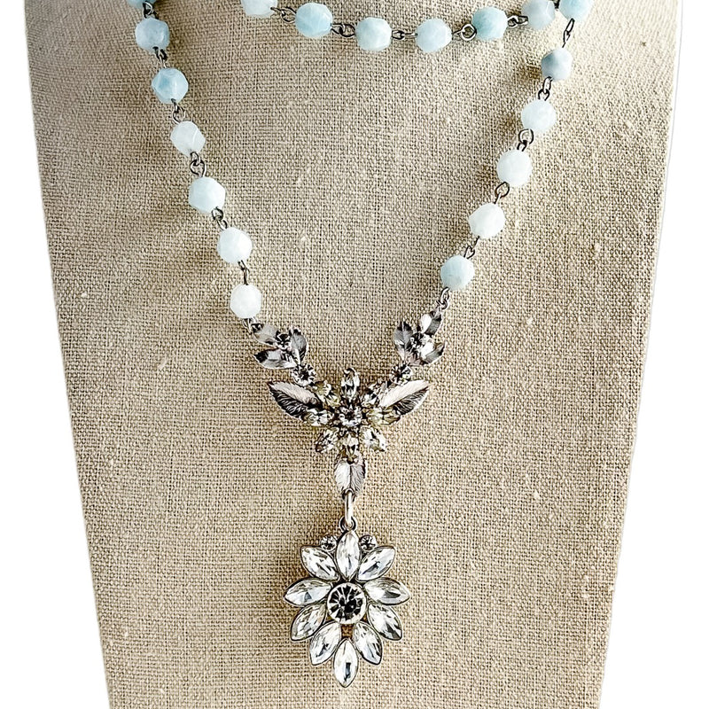 Blue Ice Beaded Bauble Necklace