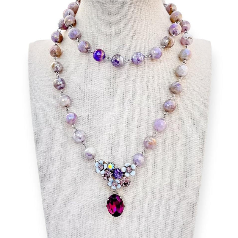 Lilac Blooms Beaded Bauble Necklace