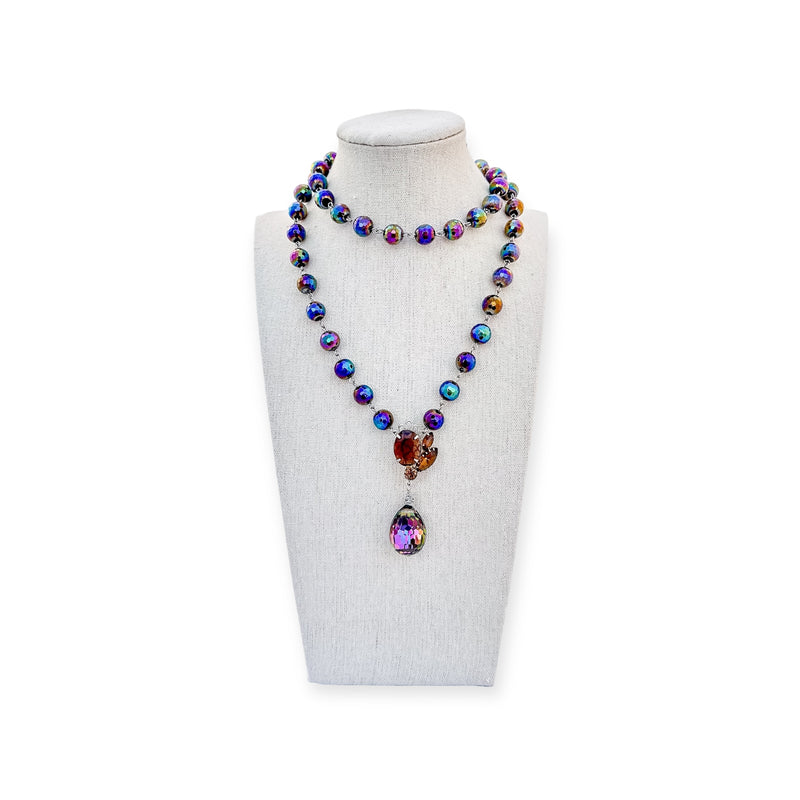 Pretty as a Peacock Beaded Bauble Necklace