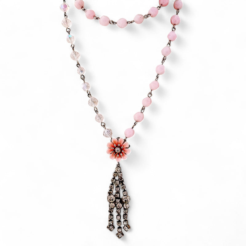 Pink Posy Beaded Bauble Necklace