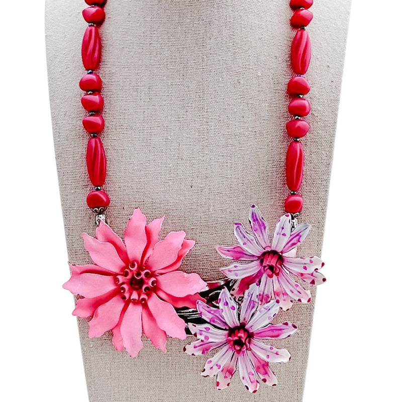 Big Spring Blooms Collage Necklace