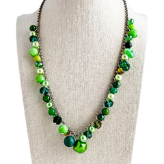 Mixed Greens ChaCha Beaded Necklace