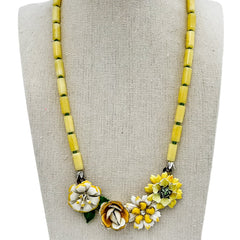 bel monili yellow rose collage necklace