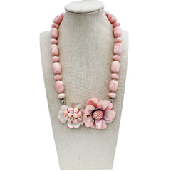 bel monili pink rose collage necklace