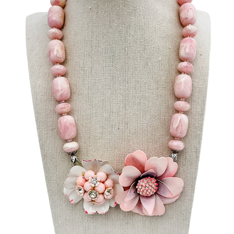 bel monili pink rose collage necklace