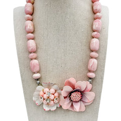 bel monili pink rose collage necklace