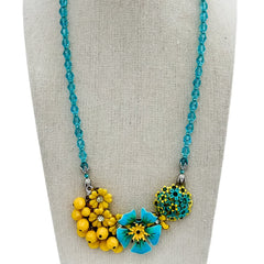 bel monili yellow and blue collage necklace