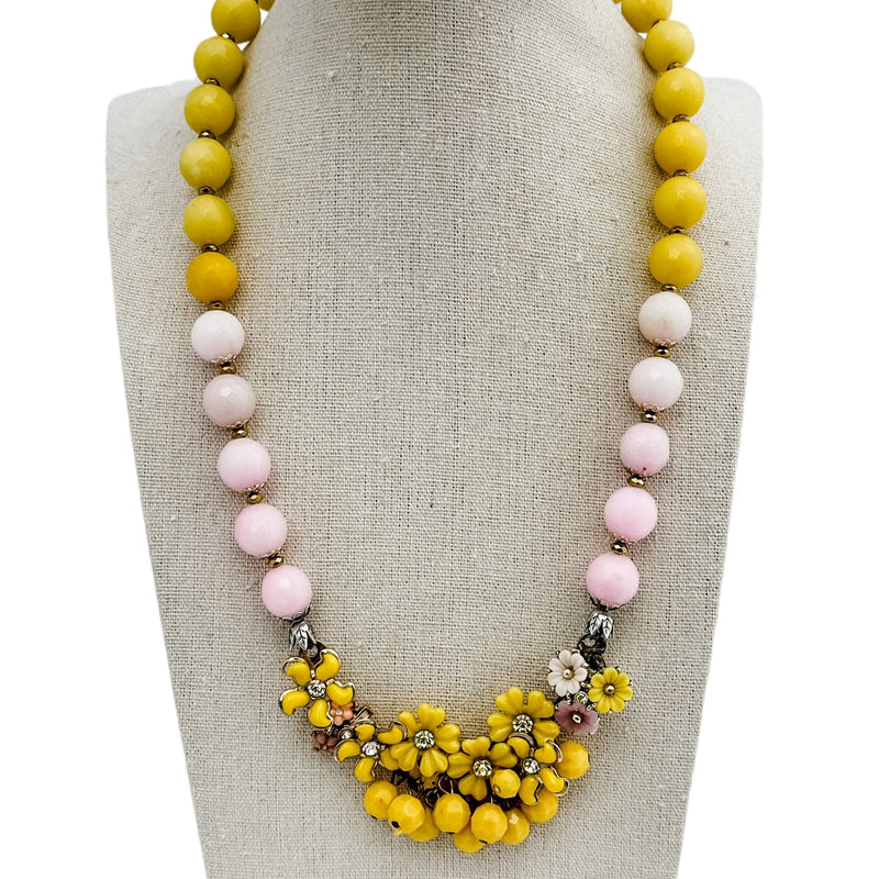 bel monili pink and yellow collage necklace