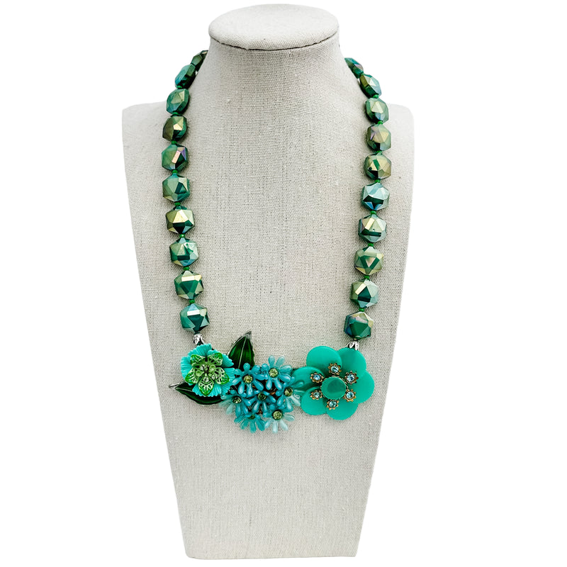 bel monili emerald green collage necklace