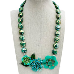 bel monili emerald green collage necklace