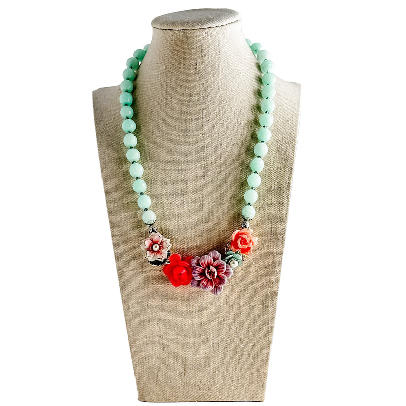 Mixed Roses Collage Necklace