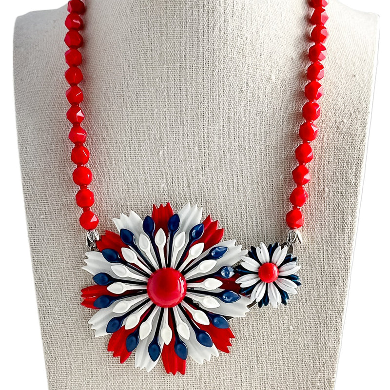 Ruffled Americana Collage Necklace