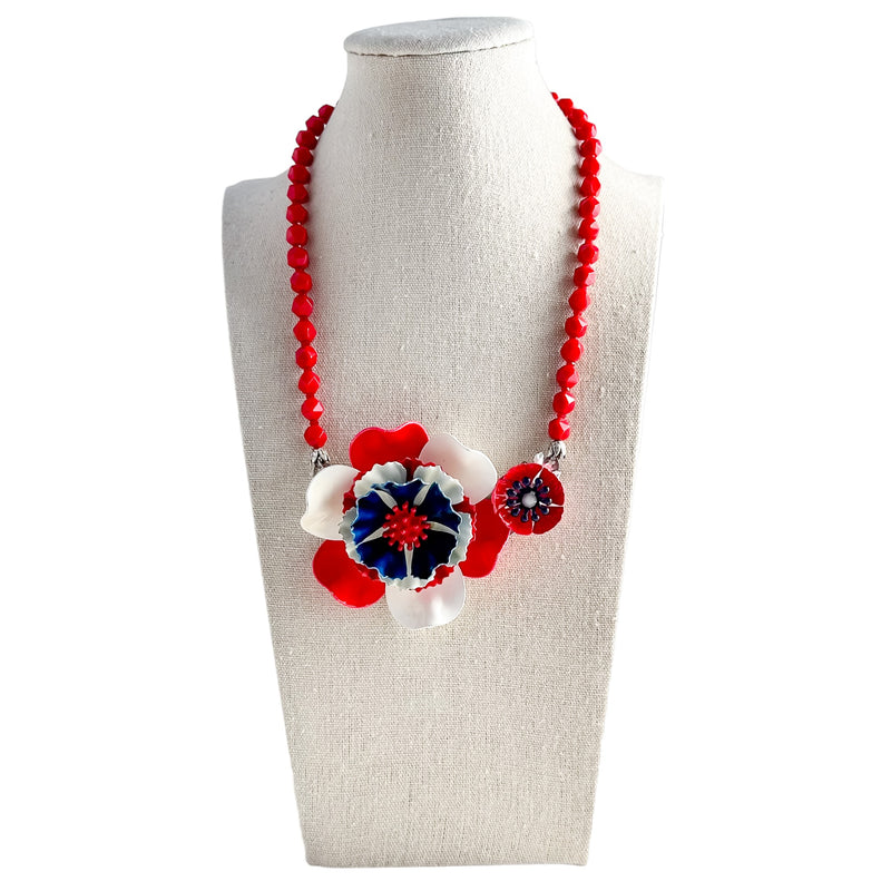 Patriotic Poppies Collage Necklace