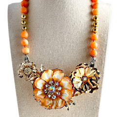 Gilded Apricot Collage Necklace