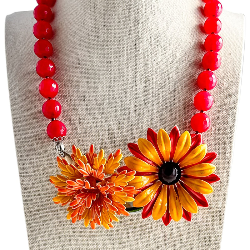 Fiery Sunset Collage Necklace