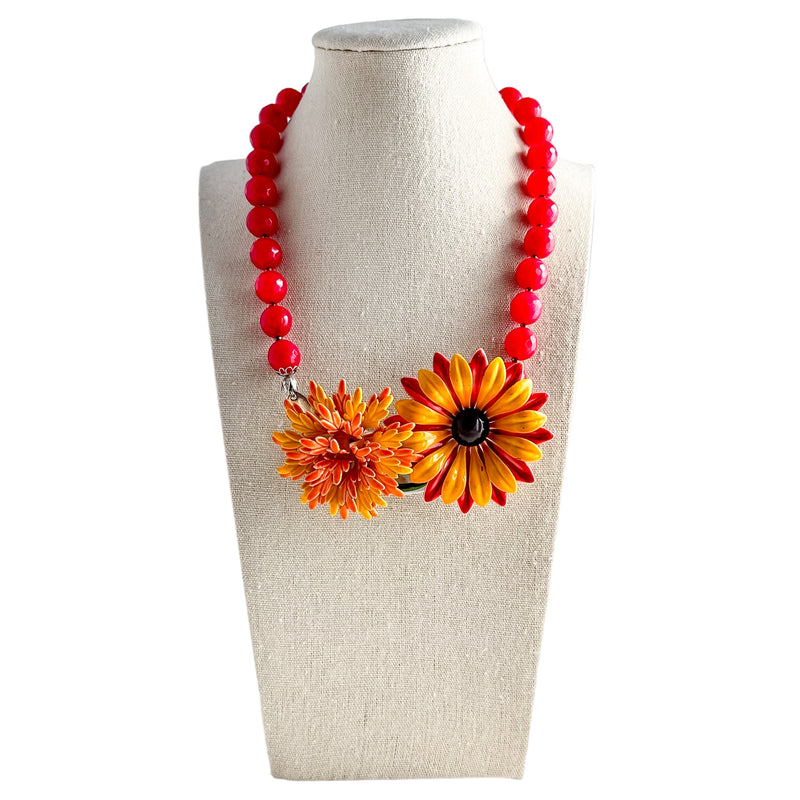 Fiery Sunset Collage Necklace