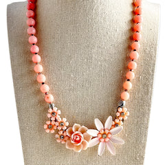 Pink Daisies Collage Necklace