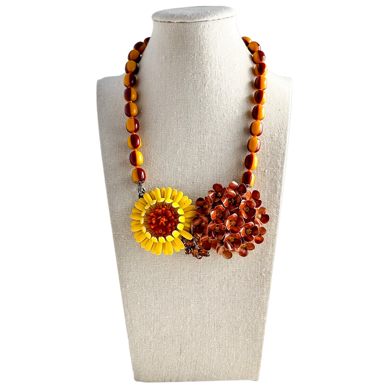 Sunflower Field Collage Necklace