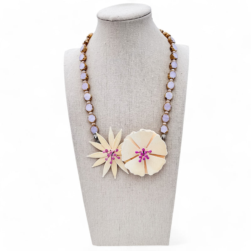 Lilac Cream Collage Necklace