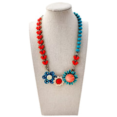 Teal and Tangerine Collage Necklace