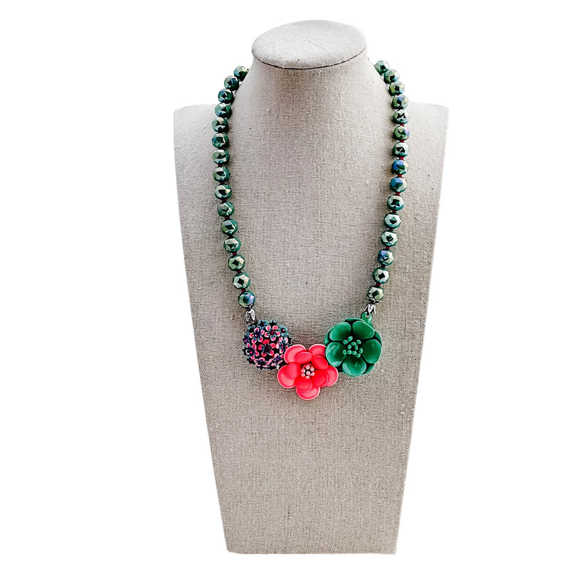 Green Gardens Collage Necklace