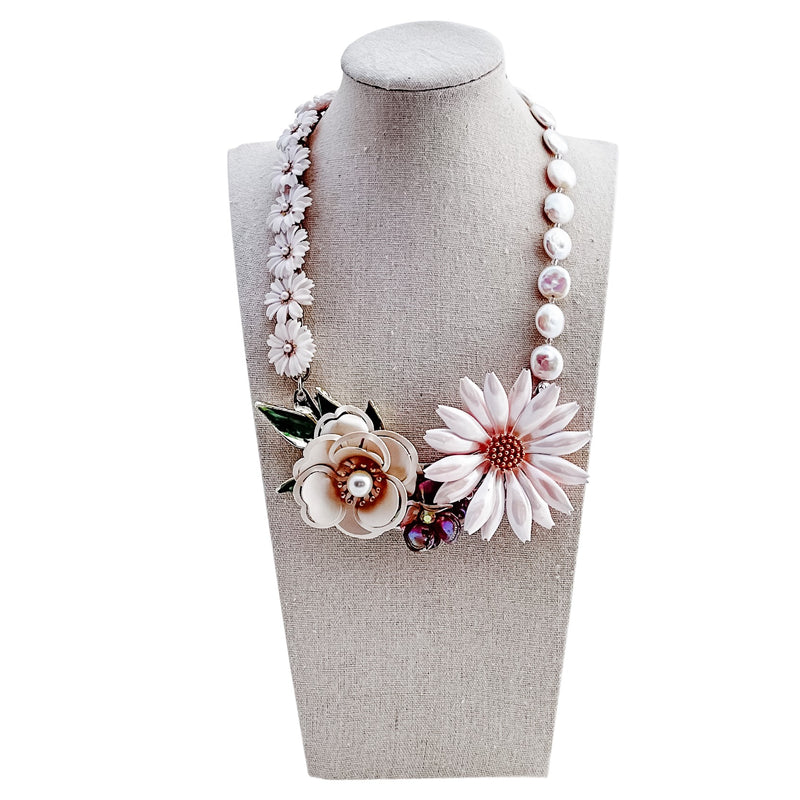 Pink Petal Collage Necklace