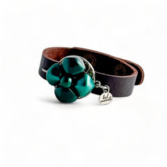 Forest green leather cuff bracelet