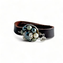 Sage green leather cuff bracelet