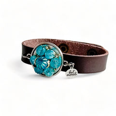 Aqua blue leather cuff bracelet