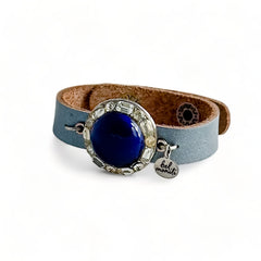 Navy blue leather cuff bracelet