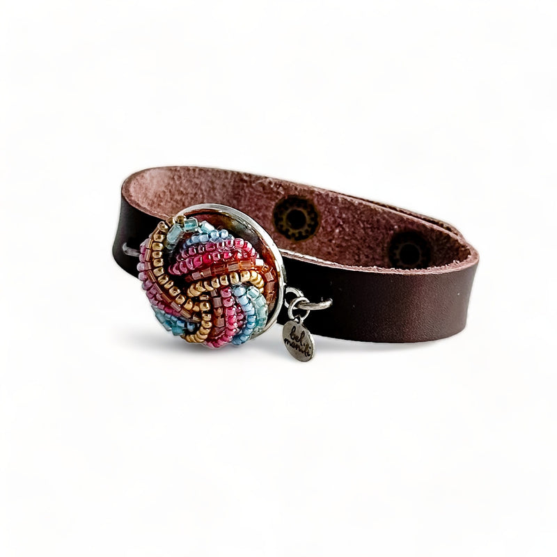 vintage multicolor leather cuff bracelet
