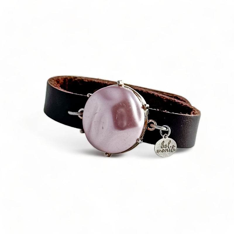 Vintage lavender leather cuff bracelet