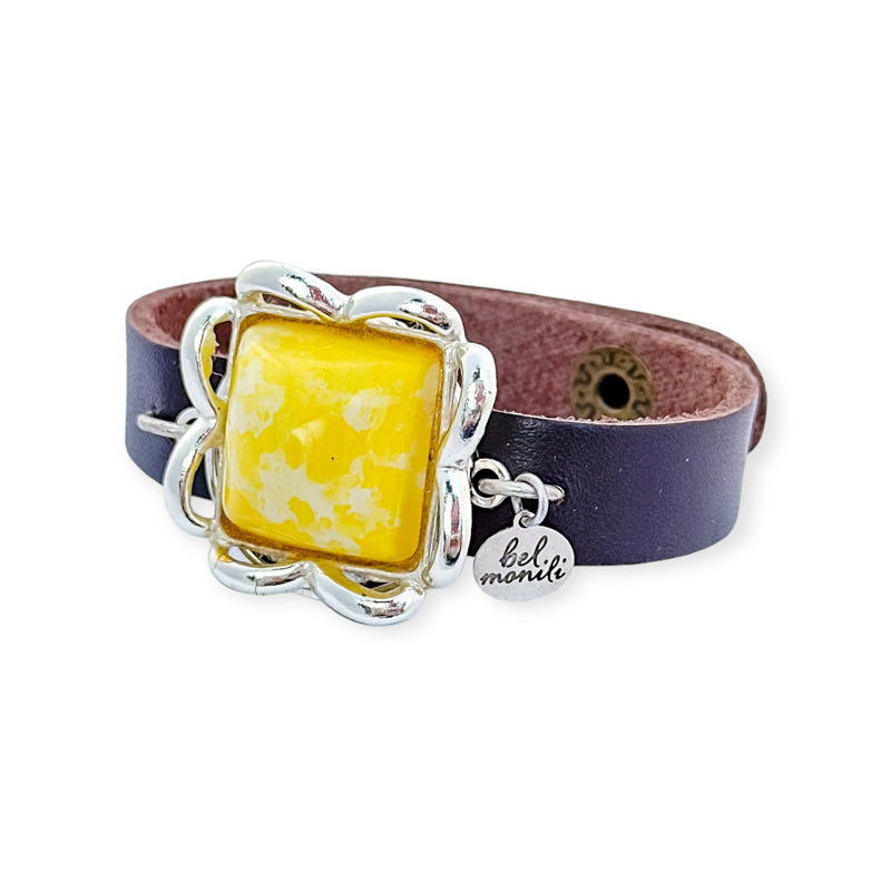 Sunshine bauble leather cuff bracelet