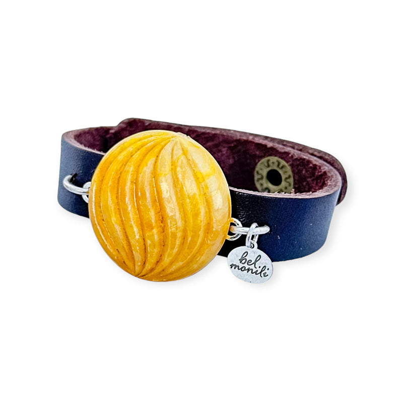 Butterscotch bauble leather cuff bracelet