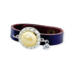 Lemon chiffon bauble leather cuff bracelet