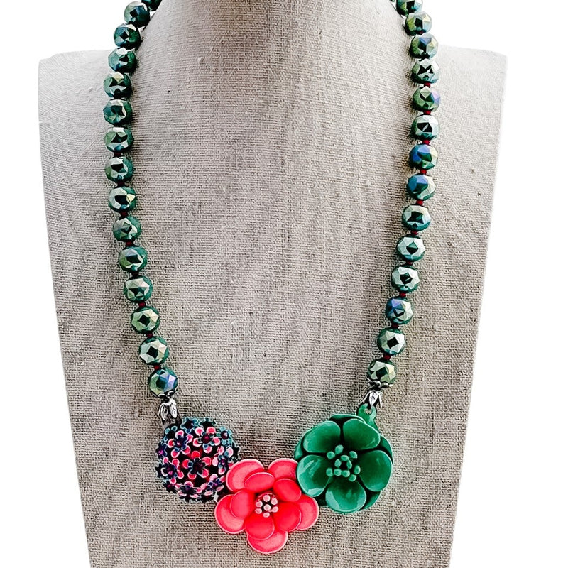 Green Gardens Collage Necklace