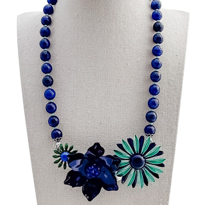 Navy Lady Collage Necklace